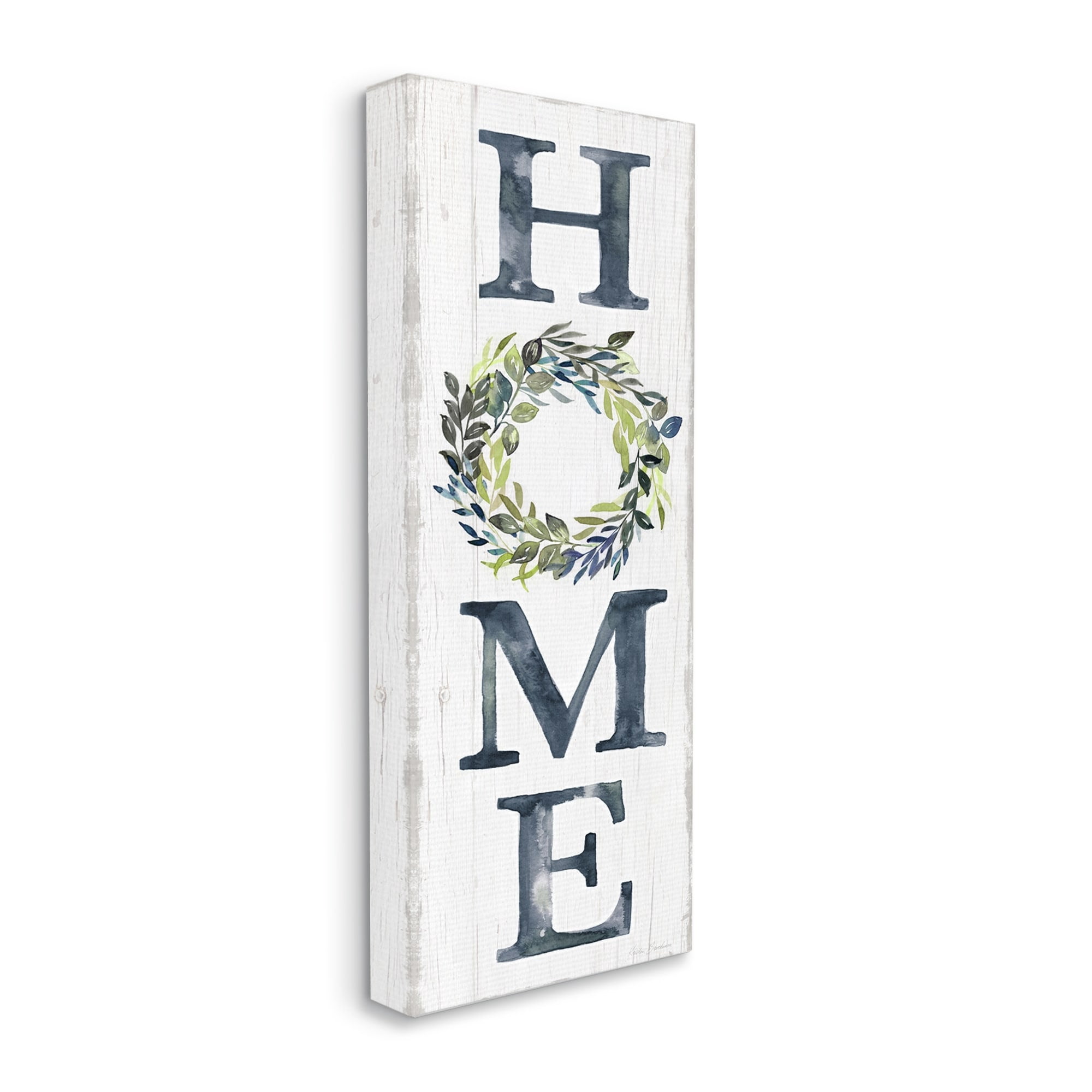 Stupell Industries Home Sign Botanical Leaf Wreath Grain Pattern Graphic Art Gallery Wrapped Canvas Print Wall Art, Design by Kristen Brockmon