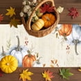 thumbnail image 3 of Fall Table Runner Thanksgiving Harvest Pumpkin Table Runners Vintage Autumn Floral Leaves Branch Cotton Linen Dresser Scarf Kitchen Dining Table Decor for Fall Holiday Party Decor 13x72 Inch, 3 of 9