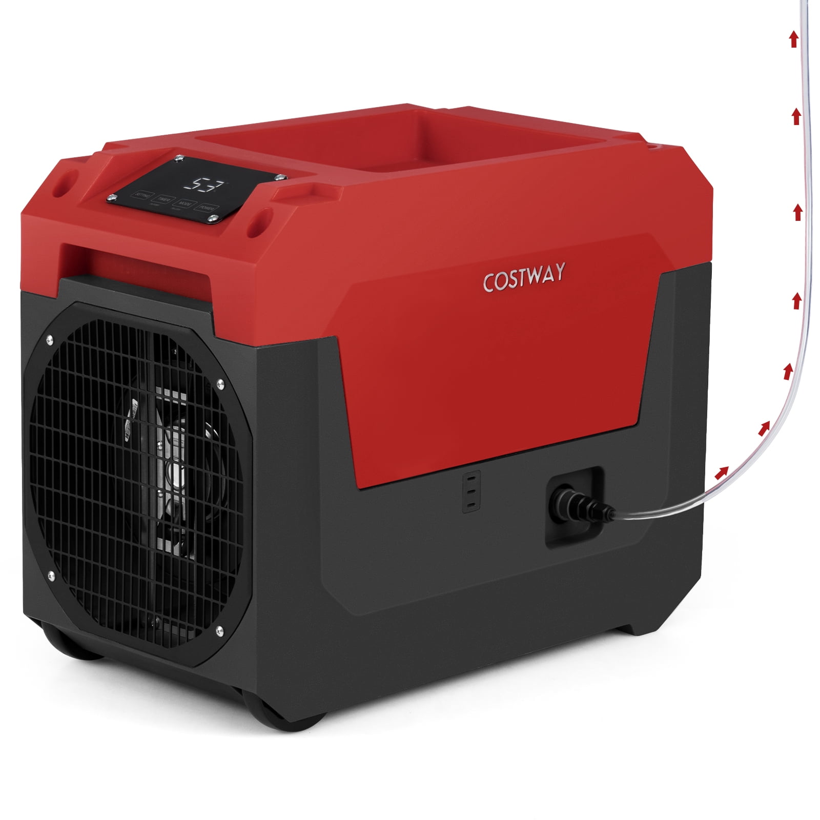 Costway 140 Pints Commercial Dehumidifier with Pump, Drain Hose for Basements, Job Sites Red