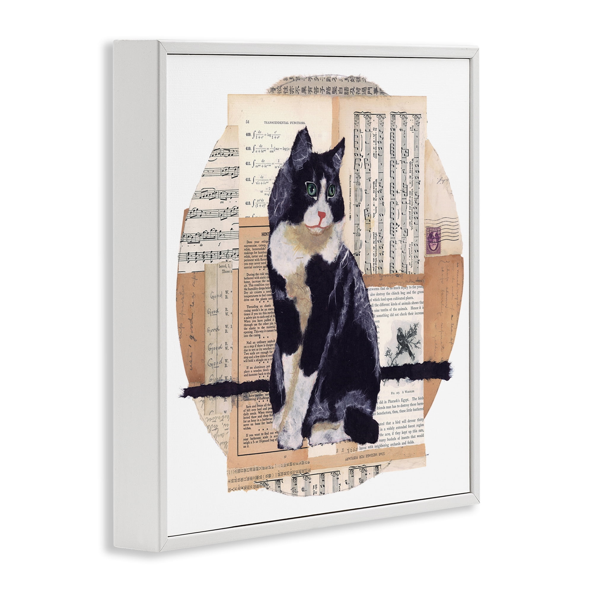 Stupell Industries Tuxedo Cat Collage Animals & Insects Painting White Framed Art Print Wall Art, 24 x 24