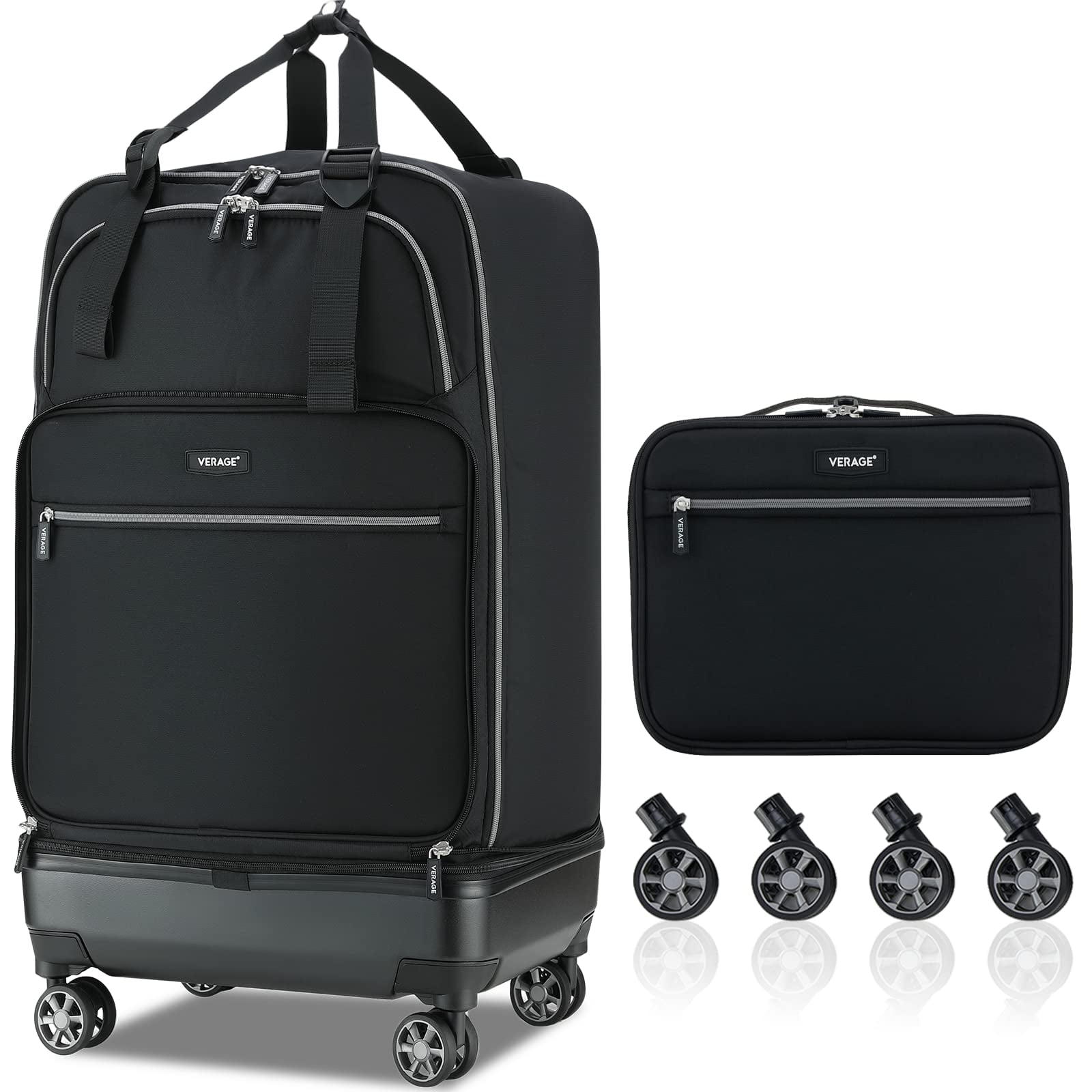 Verage Expandable Foldable Luggage Bag Collapsible Suitcases Rolling Travel Duffel Bag Lightweight Larger Suit Case with Detachable Spinner
