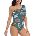 thumbnail image 3 of Sikiie cute Skull organ Print Women One Piece Swimsuits Tummy Control One Shoulder Bathing Suits Ruffle Swimwear, From S to XXL-Large, 3 of 6