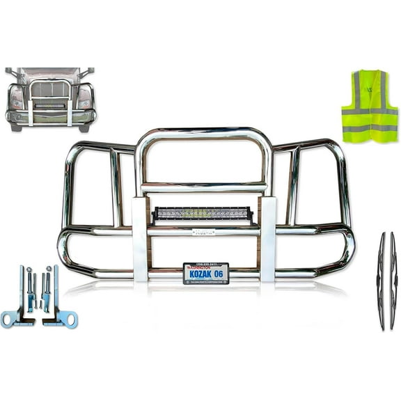 Compatible with 579 2013-2020 Front Grille Deer Moose Brush Bumper Guard Chrome (Kozak)