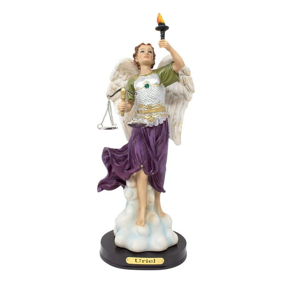 MRCJSales Archangel Uriel Statue – Vibrant Religious Decor – Multiple Sizes for Home, Church, and Gifts