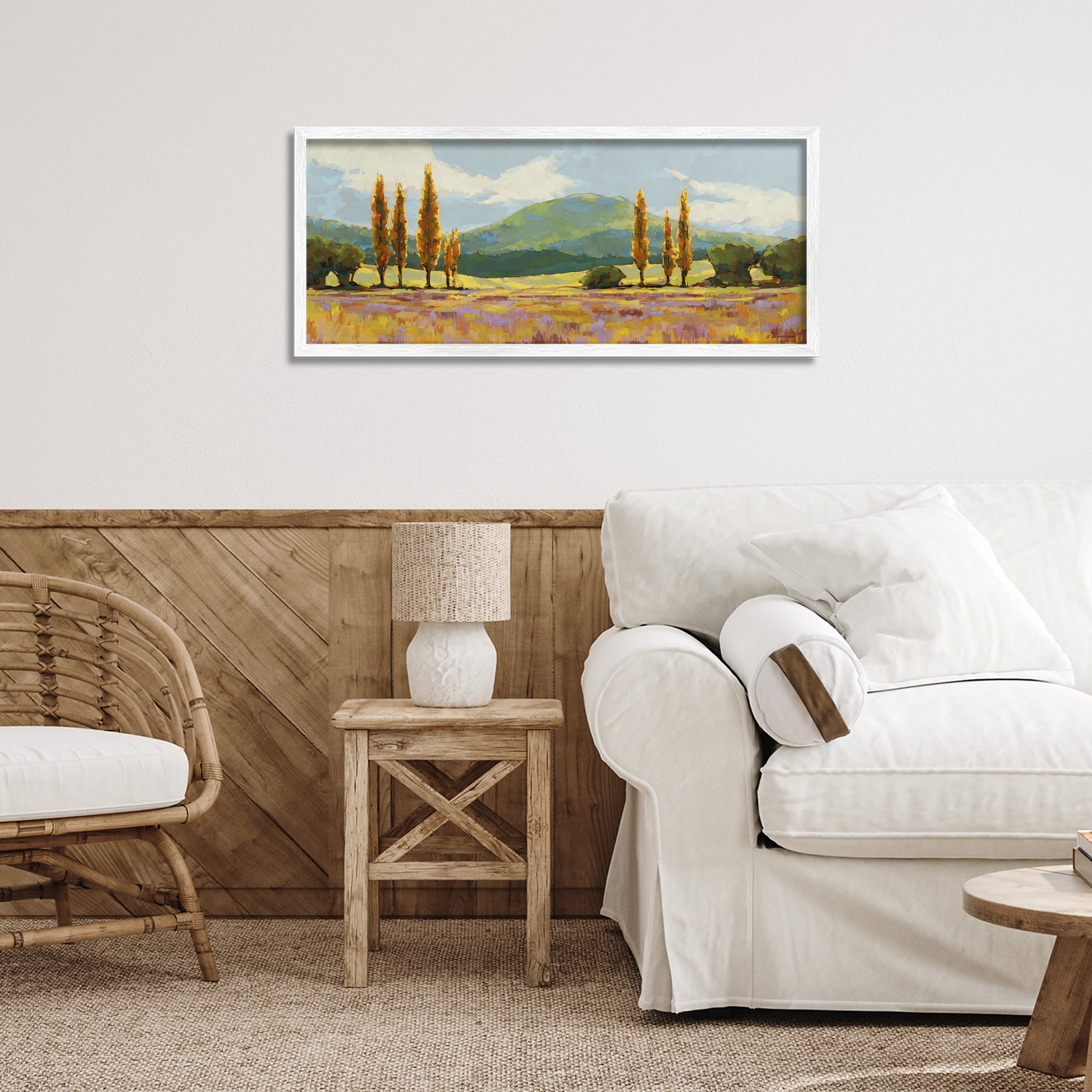 Stupell Industries Countryside with Dabbled Pastels White Framed Giclee Art, design by Trevor Copenhaver