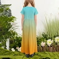 thumbnail image 4 of Efsteb Summer Dress for Girls Short Sleeve Round Neck Pleated Dress Casual Loose Long Dresses with Pockets (Light Blue,9 Years), 4 of 5