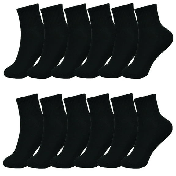 3-12 Pairs For Womens Ankle Athletic Crew Cotton Black Cushioned Socks Size 9-11