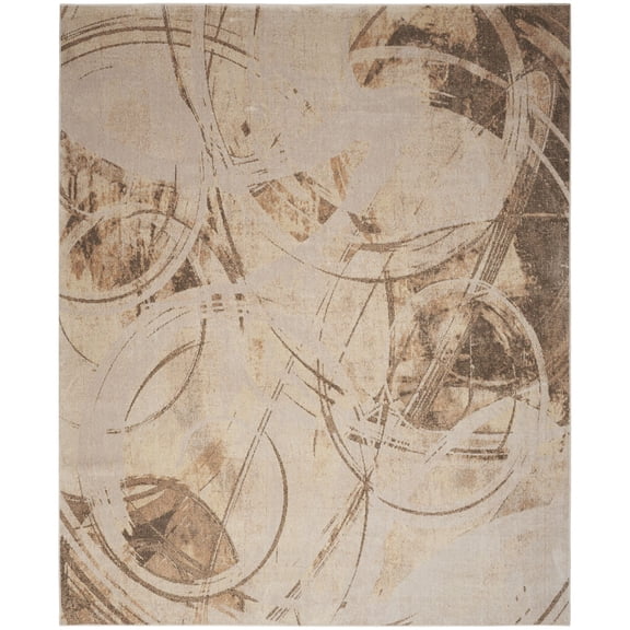 Nourison Astra Machine Washable 6'7" x 9' Beige Modern Indoor Flatweave Rug