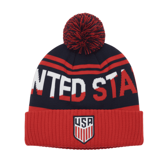 Icon Sports US Soccer Pom Pom Beanie, Red/White/Blue Acrylic OSFM
