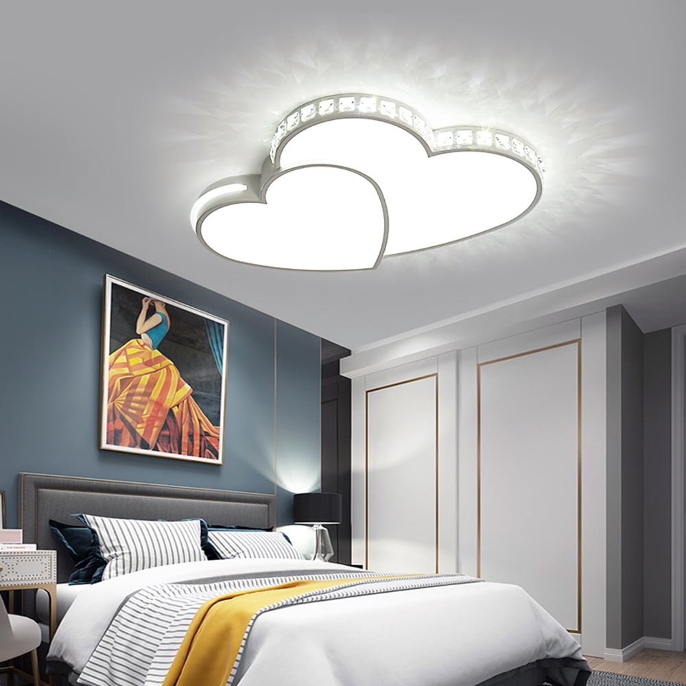 20in Modern Crystal Heart-Shaped Design Ceiling Lamp, Crystal Flush Mount Ceiling Light Fixture LED Light Fixture for Living Room Bedroom ,Cool White Light