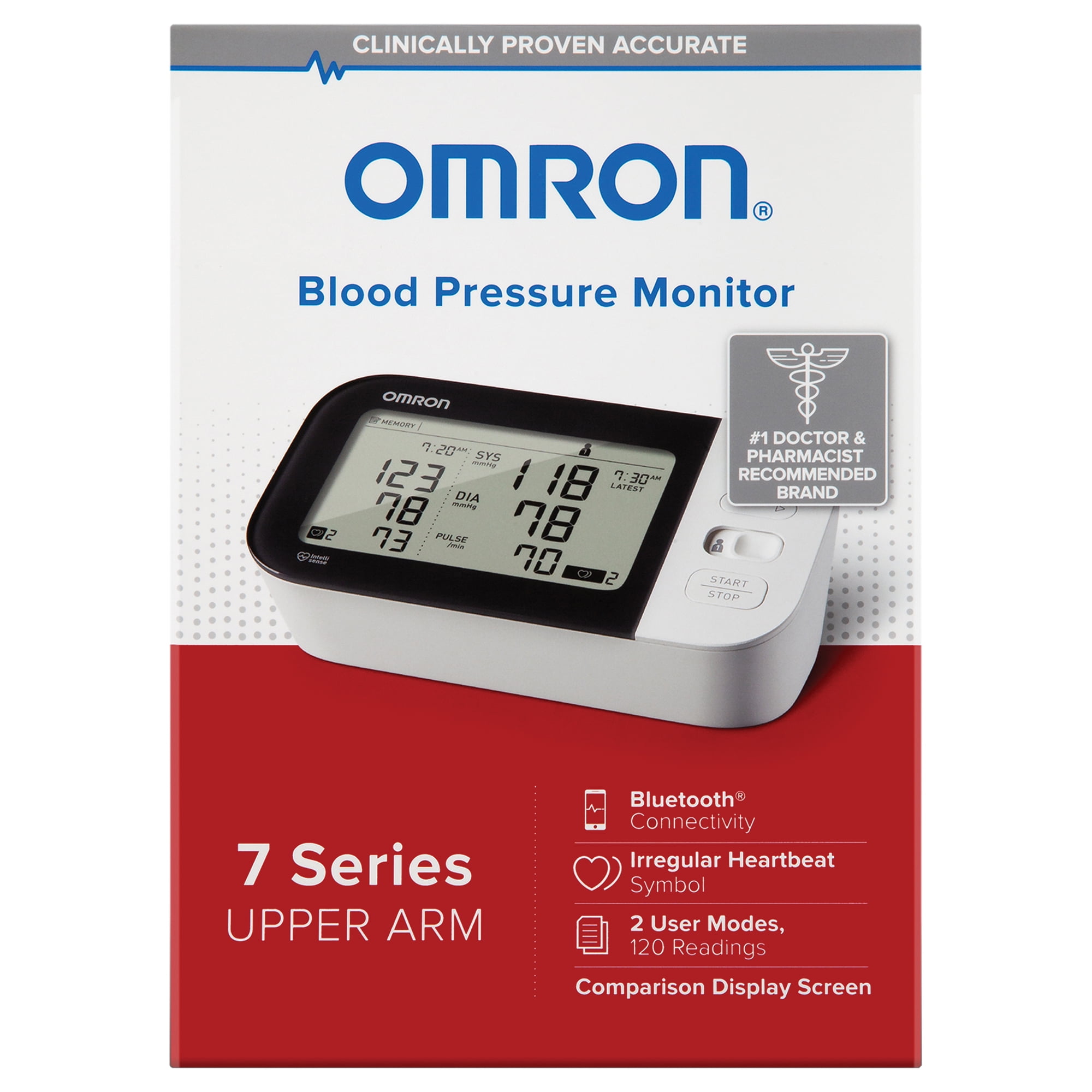 Omron 7 Series Wireless Upper Arm Blood Pressure Monitor & AC Adapter, BP7350