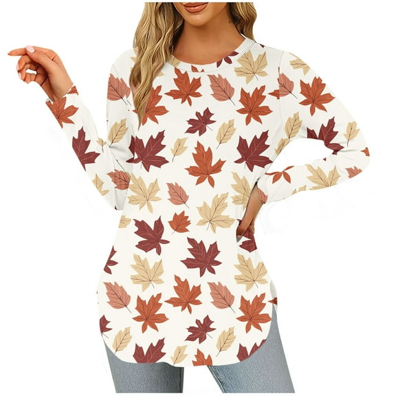 Hanen Long Sleeve Womens Tops Casual Fashion Women's Winter Long Sleeve Round-Neck Comfy Regular Tank Tops Athletic Sweatshirts for Women
