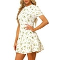thumbnail image 4 of INSPIRE CHIC Women's Elegant Short Sleeve Floral Summer Above the Knee Dress, 4 of 6