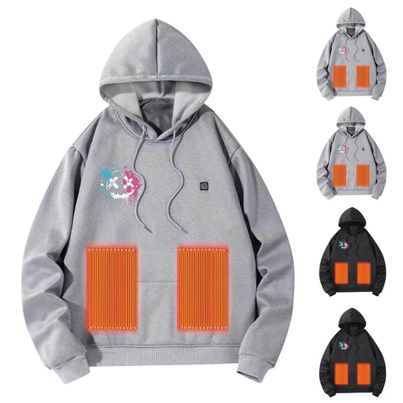KeShDi Mens Heated Jacket Men's Stitching Drawstring Hooded Slim Fashion Coat Outwear Black XL