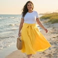 thumbnail image 2 of Agnes Orinda Women's Plus Size Skirt Tie Knot High Waist Flowy Swing A-Line Midi Skirts with Pockets 2X Yellow, 2 of 8
