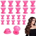 thumbnail image 1 of Rizador de cabello sin calor, 40 piezas, incluidos 20 rizadores de cabello grandes y 20 rulos de cabello pequeños para mujeres y niños, rulos suaves para el cabello durante la noche (rosa), 1 of 5