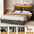 thumbnail image 5 of Homieasy Queen Bed Frame with Charging Station & Led Lights Noise-Free Bed, Black, 5 of 7