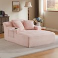 thumbnail image 4 of Leumius Oversized Chaise Lounge Chair Indoor,Cloud Plush Corduroy Upholstered Sofa Bed with Cupholders,Deep Seat Boneless Sofa with Pillows for Living Room Bedroom, No Assembly Required,Pink, 4 of 9