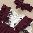 thumbnail image 6 of Infant Baby Girls Clothes 9 Months Baby Girls Skirt Outfit Sets 12 Months Long Sleeve Floral Romper Tops Suspender Skirt Headband 2PCS Set Red, 6 of 8