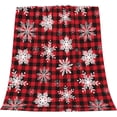 thumbnail image 2 of Red Buffalo Plaid Snowflake Christmas Throw Blanket Christmas Movie Watching Blanket Fleece, Plush, Warm, Cozy Holiday Blanket 40x50 Inches, 2 of 7