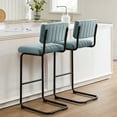 thumbnail image 5 of ONEVOG 30''H Bar Height Stools Set of 2, Morden Bar stools with Velvet and Black Metal Legs, Upholstered Bar Stool for Kitchen Island, Blue, 5 of 7