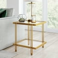 thumbnail image 2 of Evelyn&Zoe Inez 20" Wide Square Side Table with MDF Shelf, Brass/Walnut, 2 of 7