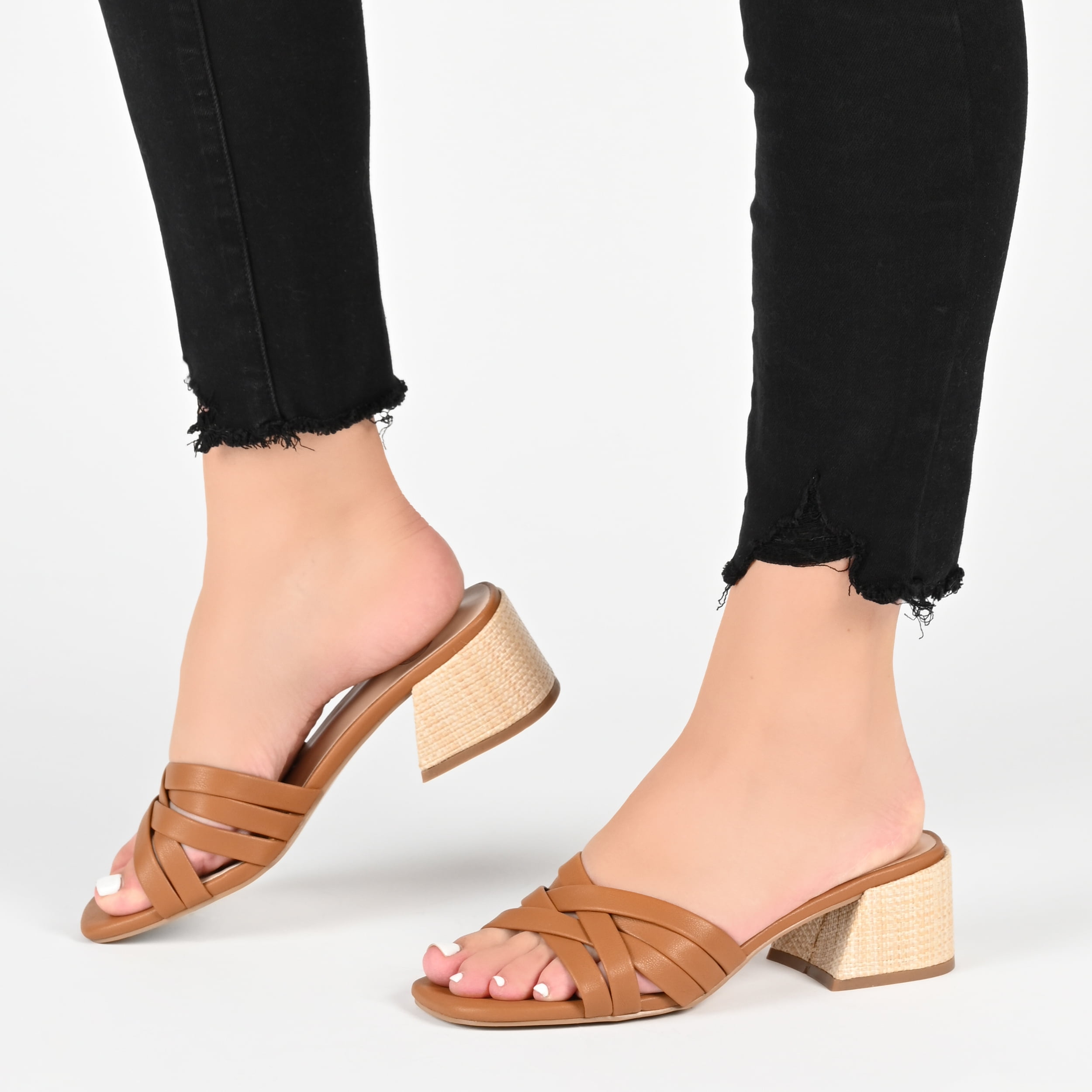 Journee Collection Womens Moree Open Square Toe Block Heel Sandals