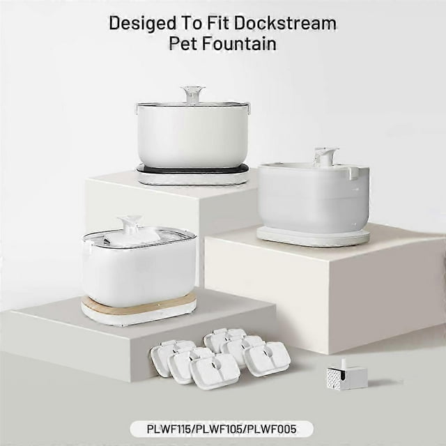 12 Pack Replacement Filters for Dockstream Wireless Water Fountain PLWF005/PLWF115/WF105, Pet Fountain Filters