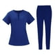 thumbnail image 2 of Uniforme de enfermería para mujer, uniforme elástico con múltiples bolsillos, pantalones profesionales suaves y transpirables, , Azul, l Hugo Pantalones superiores, 2 of 9