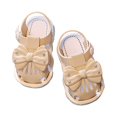 thumbnail image 2 of XIMIN Baby Girls Closed Toe Sandals with Rhinestone Bowknot Adjustable Strap Breathable Cutout Flats for Toddlers Infants Summer Wear (White, 6-9 Months), 2 of 6