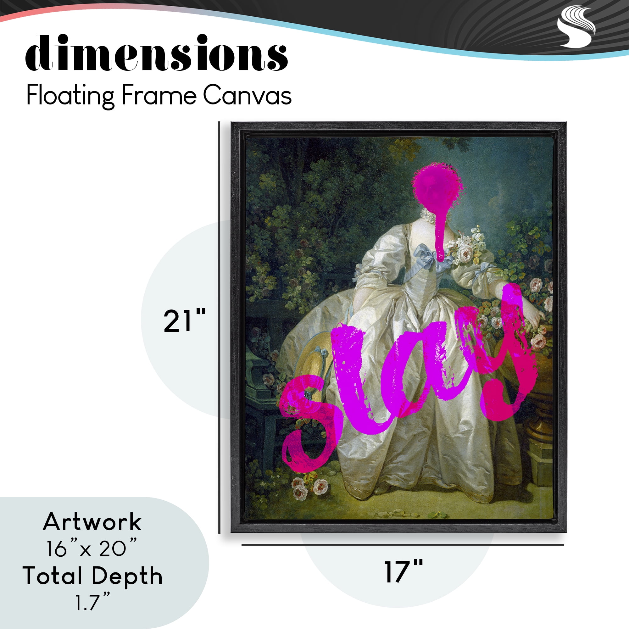 Slay Classical Baroque Gown Black Framed Floater Canvas Wall Art, design by Lil' Rue