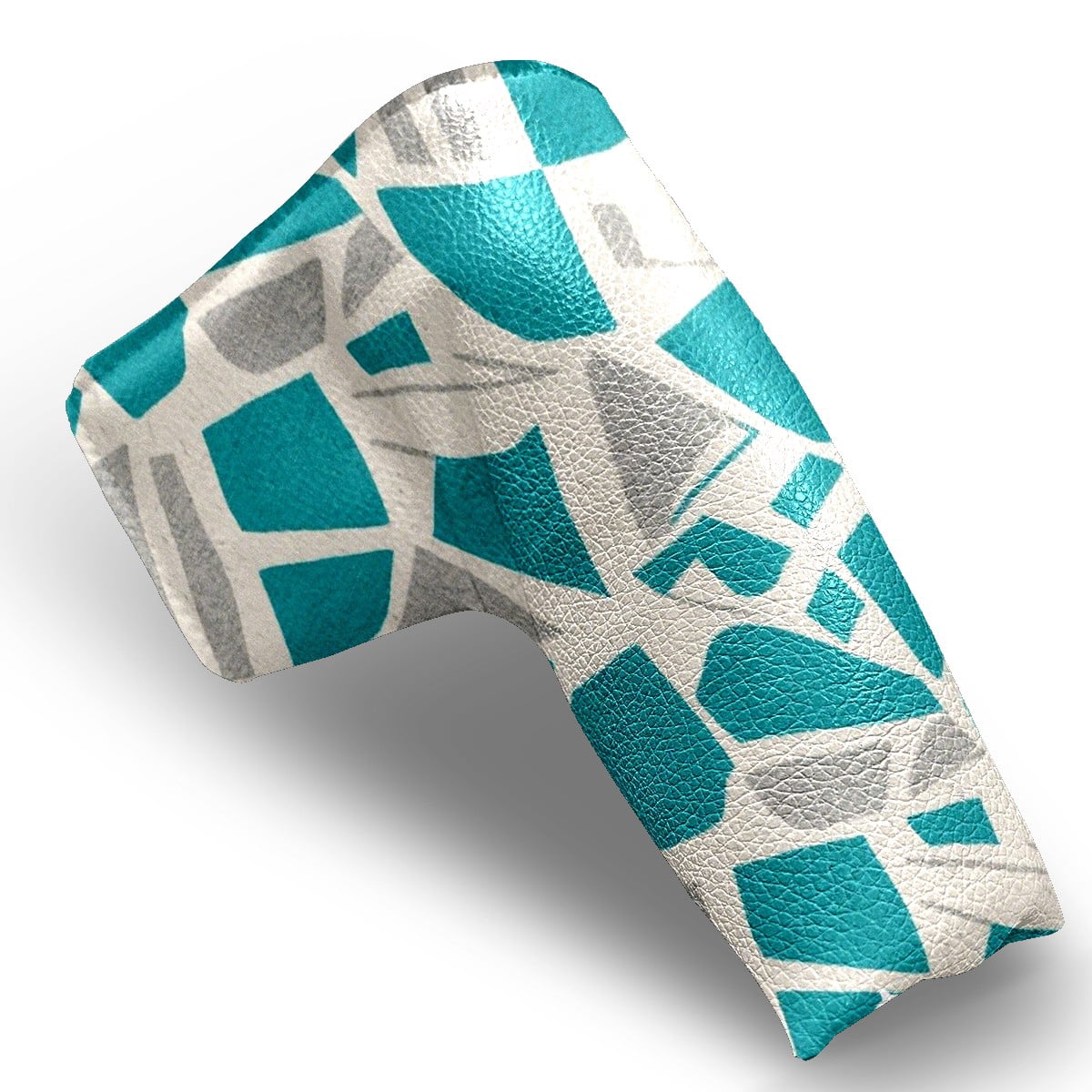 Golf Club Head Cover | Leather Golf Club Putte Headcover , Waterproof Golf Club Head Cover Set Driver Headcovers for Golf Clubs Men Women Teal - Gray Geometric Art
