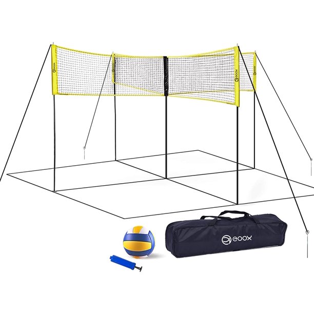 Happyun Four Square Volleyball Net Game Set, Adjustable Height FourWay