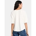 thumbnail image 3 of Time and Tru Women's Cotton Peasant Top, Sizes XS-XXXL, 3 of 5