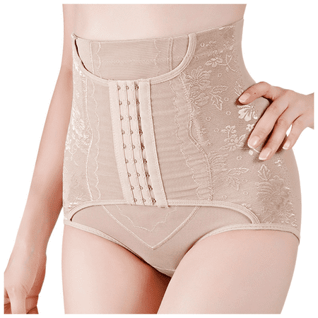 Fulorrnie Underwear for Women Plus Size Seamless Tummy Control High Waisted Panty Cute Full Panel Ruched Stretchable Panties Beige XL