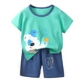 thumbnail image 3 of Shadoumai Boys Summer Outfits Size 6-7 Dinosaur Print Crewneck Short Sleeve T Shirt Tops Loose Fit Basketball Wear Summer Tank Top Summer Unisex 2 Pc Sweatsuit Set, 3 of 4
