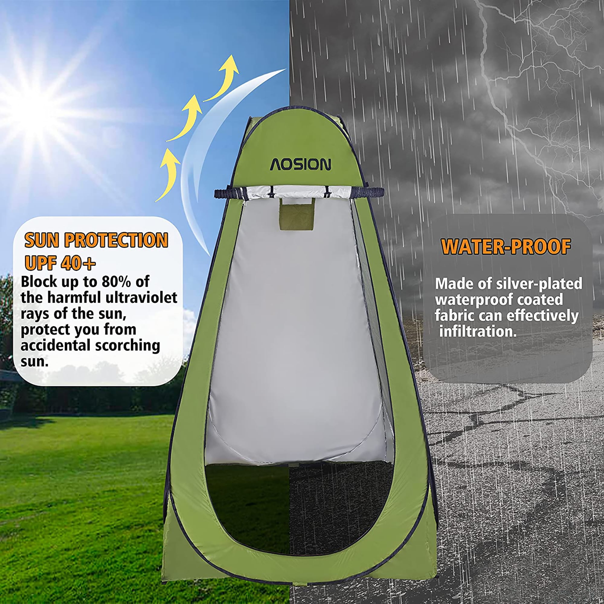 Pop Up Shower Camping Tent, Outdoor Privacy Camp Toilet Tent, Portable Dressing Room with