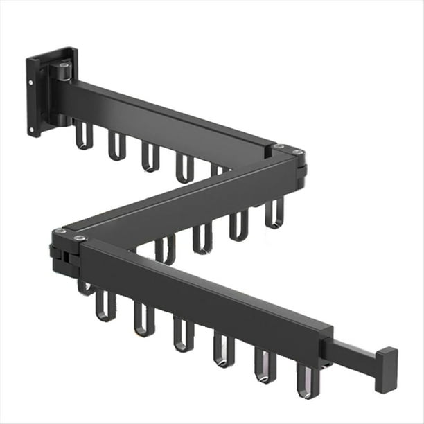 Tendedero Retráctil Plegable para Ropa, Montaje en Pared, para Interiores y Exteriores, Triple Pliegue, con Anilla de Aluminio de 18 Pulgada, Color B
