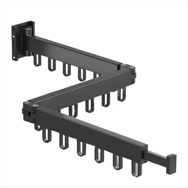Tendedero Retráctil Plegable para Ropa, Montaje en Pared, para Interiores y Exteriores, Triple Pliegue, con Anilla de Aluminio de 18 Pulgada, Color B