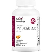 Bariatric Advantage High ADEK Chewable Multivitamin - High Potency Vitamin A, Vitamin D, Vitamin E, and Vitamin K Supplement for Bariatric Surgery Patients - Tropical Fruit, 60 Count