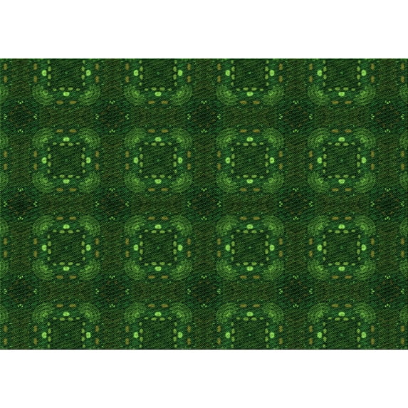 Ahgly Company Indoor Rectangle Patterned Green Area Rugs, 2' x 3'