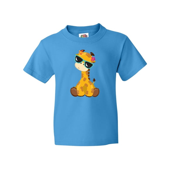 Inktastic Giraffe With Blue Sunglasses, Cute Giraffe Youth T-Shirt