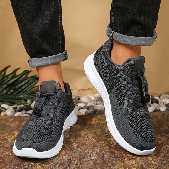XIMIN Men Sneakers Walking Shoes Lightweight Athletic Knit Fashion Sneakers Non Slip Casual Breathable Tennis Shoes Work Shopping Travel Footwear