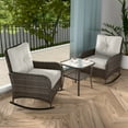 thumbnail image 3 of INTER HUT 3 Pieces Patio Furniture Set, Outdoor Wicker Patio Bistro Set with Rattan Rocking Chair, Side Table and Cushions, 3 of 9