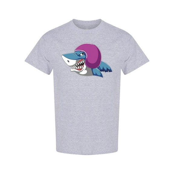 Shark Wearing Helmet T-Shirt Men -Image by Shutterstock, Male Medium
