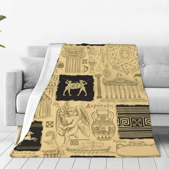Ancient Greece Mythology Retro Throw Blanket Super Soft Lightweight Cozy Fluffy Plush Blanket for Bed Couch Sofa Chair 40x30