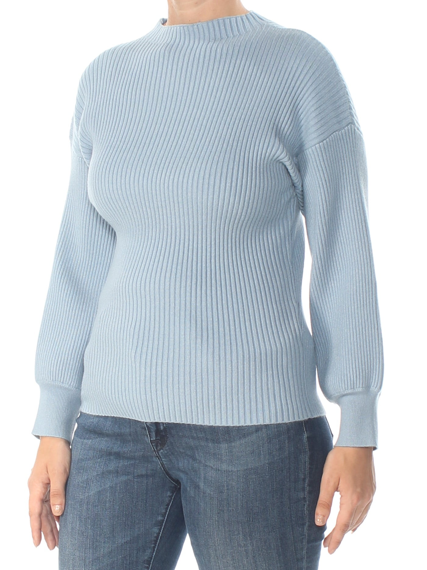 Inc Womens Blue Mock Turtleneck Long Sleeve Sweater Size L