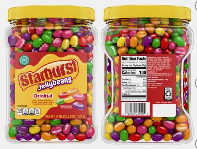 Starburst Jellybeans Original Assorted Chewy Candy Resealable Jar (6 LB) 108 oz
