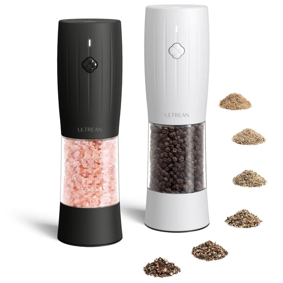Ultrean Ensemble de Moulins à Sel et Poivre Électriques, Salières et Poivrières Rechargeables, Lumière LED, 6 Niveaux de Grossièreté Réglables, Gadget de Cuisine et Maison