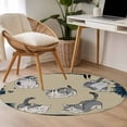 thumbnail image 4 of Round Rugs 4 Ft, Cute Cat Non Slip Area Rugs for Kitchen Bedroom Entryway, Navy Blue Beige Vintage Animal Washable Carpet Runner Rug Floor Mats for Bedroom Home Decor, 4 of 8